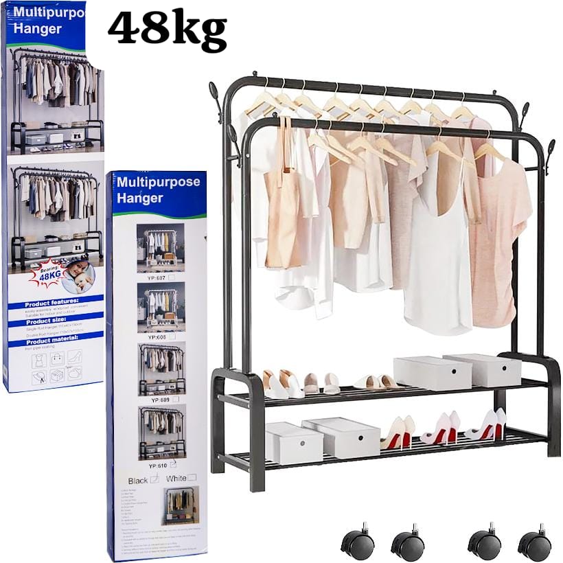 حامل ملابس معدني مزدوج 3 في 1